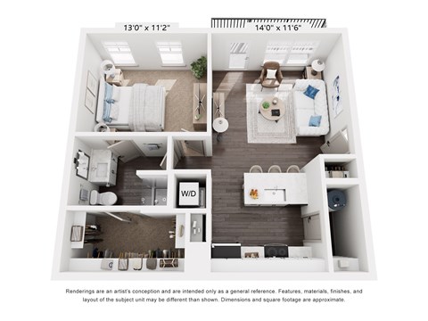 The Derby 1 Bedroom Apartment Floor Plan at Keeneland Place in Grove City Ohio
